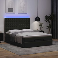 vidaXL Ottoman sängram med madrass svart 140x190 cm konstläder