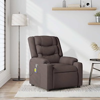vidaXL Massagefåtölj mörkbrun tyg