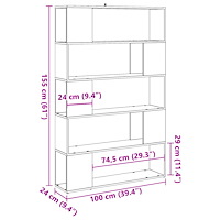 vidaXL Bokhylla/Rumsavdelare gammalt trä 100x24x155 cm
