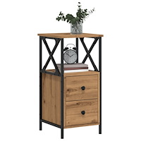 vidaXL Sängbord artisan ek 34x35,5x70 cm konstruerat trä
