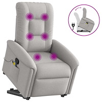vidaXL Massagefåtölj med uppresningshjälp molngrå tyg