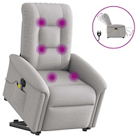 vidaXL Elektrisk massagefåtölj med uppresningshjälp molngrå tyg