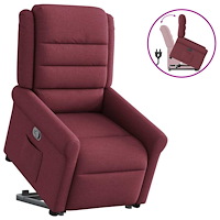 vidaXL Reclinerfåtölj med uppresningshjälp vinröd tyg