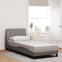 vidaXL Sängram utan madrass Taupe 90x200 cm tyg