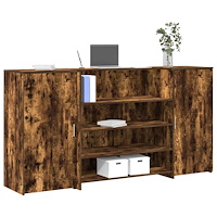 vidaXL Receptionsdisk rökfärgad ek 200x50x103,5 cm konstruerat trä