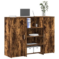 vidaXL Receptionsdisk rökfärgad ek 135x50x103,5 cm konstruerat trä