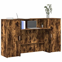 vidaXL Receptionsdisk rökfärgad ek 180x50x103,5 cm konstruerat trä