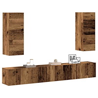 vidaXL TV-skåp väggmonterat 4 delar gammalt trä konstruerat trä