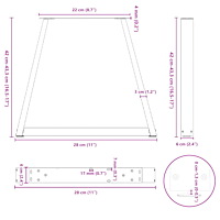vidaXL Soffbordsben V-formade 2 st svarta 28x(42-43,3) cm stål
