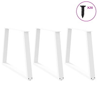 vidaXL Matbordsben V-formade 3 st vita 100x(72-73,3) cm stål