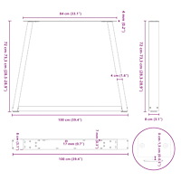 vidaXL Matbordsben V-formade 3 st vita 100x(72-73,3) cm stål
