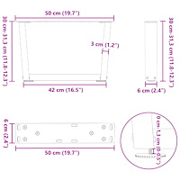 vidaXL Soffbordsben V-formade 2 st antracit 50x(30-31,3) cm stål