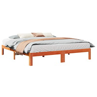vidaXL Sängram utan madrass vaxbrun 160x200 cm massiv furu
