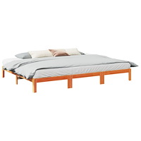 vidaXL Sängram familje utan madrass vaxbrun 240x200cm massivt trä furu