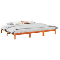 vidaXL Sängram familje utan madrass vaxbrun 270x200cm massivt trä furu
