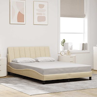 vidaXL Sängram utan madrass gräddvit 140x190 cm tyg