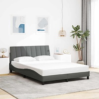 vidaXL Sängram utan madrass mörkgrå 140x200 cm tyg