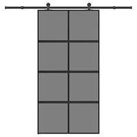 vidaXL Skjutdörr med beslag 102,5x205 cm härdat glas och aluminium