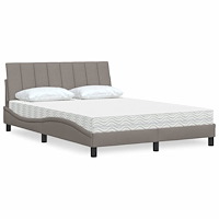 vidaXL Säng med madrass taupe 120x200 cm tyg