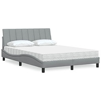 vidaXL Säng med madrass ljusgrå 140x190 cm tyg