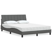 vidaXL Säng med madrass mörkgrå 140x190 cm tyg