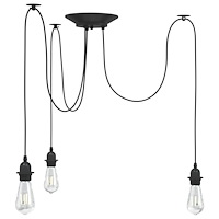vidaXL Taklampa med 3 lamphållare E27 svart metall