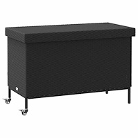 vidaXL Trädgårdslåda med hjul svart 110x55x73 cm konstrotting