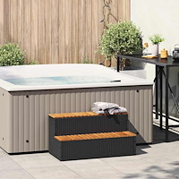 vidaXL Badtunna Step Black 100x50x50,5 cm konstrotting solid akacia