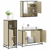 vidaXL Badrumsmöbler set 3 delar sonoma-ek konstruerat trä