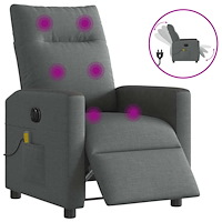 vidaXL Elektrisk massagefåtölj mörkgrå tyg