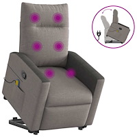 vidaXL Massagefåtölj med uppresningshjälp taupe tyg