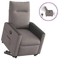 vidaXL Elektrisk reclinerfåtölj med uppresningshjälp taupe tyg