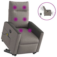 vidaXL Elektrisk massagefåtölj med uppresningshjälp taupe tyg