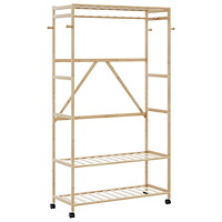 vidaXL Klädställ med hyllor och hjul 110x40x180 cm bambu