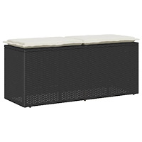 vidaXL Trädgårdsbänk med dyna svart 110x40x44 cm konstrotting