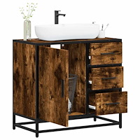 vidaXL Tvättställsskåp rökfärgad ek 65x33x60 cm konstruerat trä