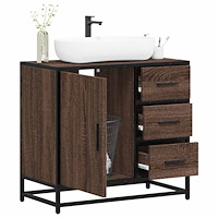 vidaXL Tvättställsskåp brun ek 65x33x60 cm konstruerat trä