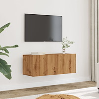 vidaXL Väggmonterad tv-bänk 2 st ek 80x30x30 cm