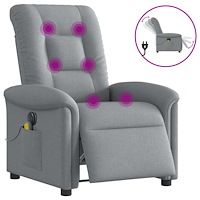 vidaXL Elektrisk massagefåtölj ljusgrå tyg