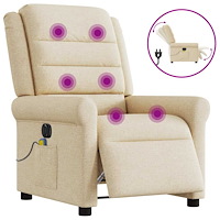 vidaXL Elektrisk massagefåtölj gräddvit tyg