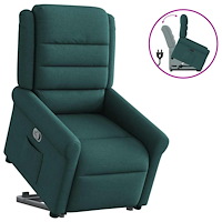 vidaXL Reclinerfåtölj med uppresningshjälp mörkgrön tyg