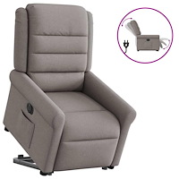 vidaXL Elektrisk reclinerfåtölj med uppresningshjälp taupe tyg