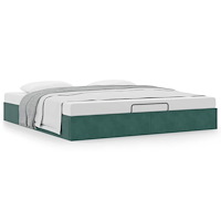 vidaXL Ottoman sängram utan madrass mörkgrön 200x200 cm sammet