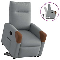 vidaXL Reclinerfåtölj med uppresningshjälp ljusgrå tyg