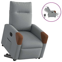 vidaXL Elektrisk reclinerfåtölj med uppresningshjälp ljusgrå tyg