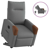 vidaXL Elektrisk reclinerfåtölj med uppresningshjälp mörkgrå tyg