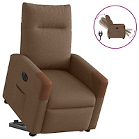 vidaXL Elektrisk reclinerfåtölj med uppresningshjälp brun tyg