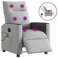 vidaXL Elektrisk massagefåtölj molngrå tyg