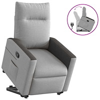 vidaXL Reclinerfåtölj med uppresningshjälp molngrå tyg