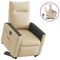 vidaXL Reclinerfåtölj med uppresningshjälp gräddvit tyg